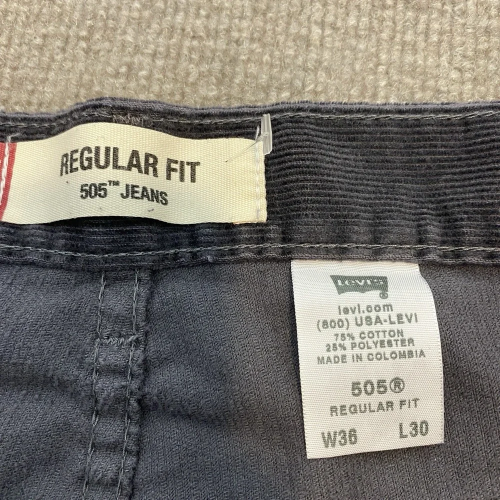 Vintage Levis 505 Corduroy Pants Mens 36x30 Gray Straight Leg 5 Pocket Baggy 90s